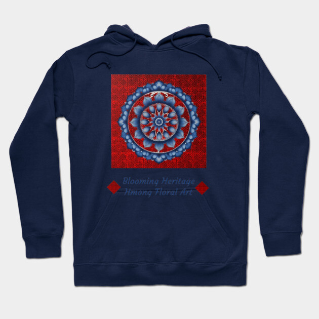 Blooming Heritage: Hmong Floral Art Hoodie by Pimcolle