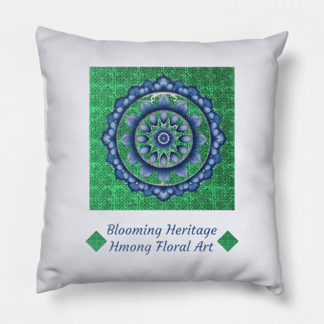 Peaks of the Hmong Spirit – Blooming Heritage Pillow by Pimcolle