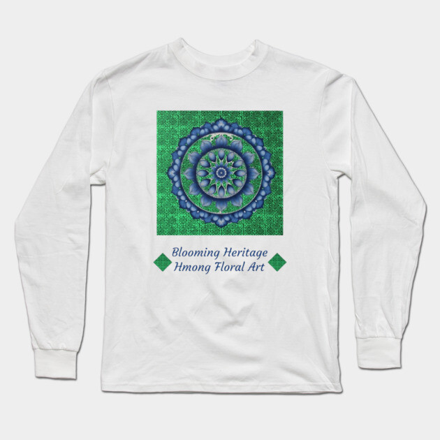 Peaks of the Hmong Spirit – Blooming Heritage Long Sleeve T-Shirt by Pimcolle