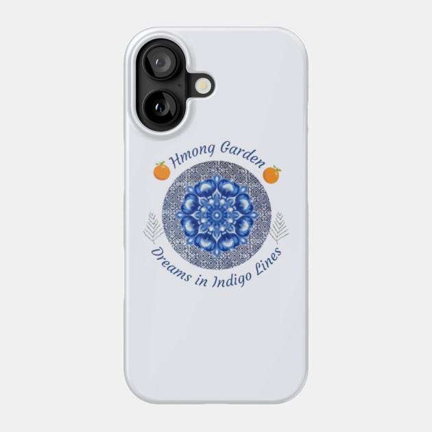 Hmong Garden Dreams in Indigo Lines Phone Case by Pimcolle