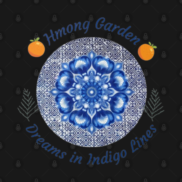 Hmong Garden Dreams in Indigo Lines by Pimcolle