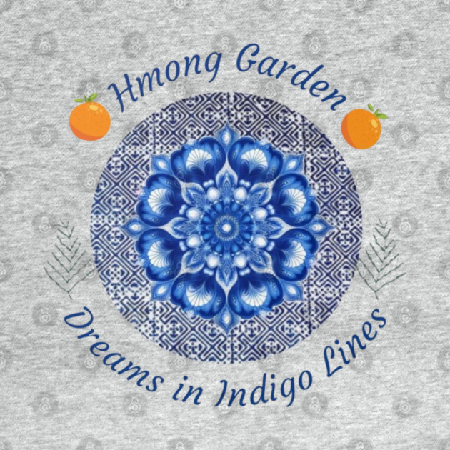 Hmong Garden Dreams in Indigo Lines by Pimcolle