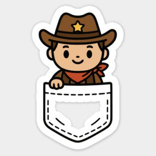 Funny Cowboy Pocket Pal Cute Cowboy Western Sheriff Sticker