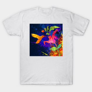 Abstract Hummingbirds Painting T-Shirt
