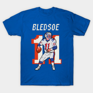 Drew Bledsoe Retro Pixel Quarterback Tribute T-Shirt