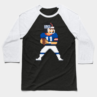 Phil Simms 8-Bit Quarterback Retro Pixel Tribute Baseball T-Shirt