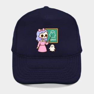 Pastel Skeleton Teacher Teaching Ghosts – Cute Kawaii Halloween Art Hat