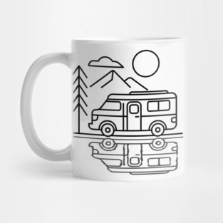 Camp Rv Line Art Vintage Mug