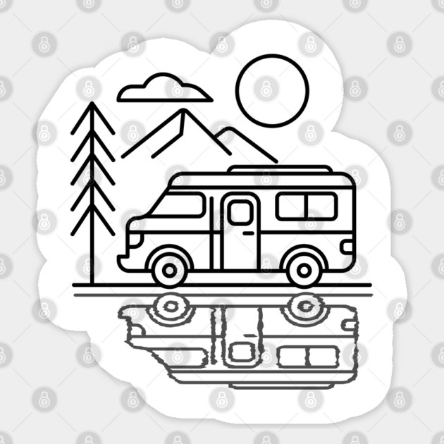 Camp Rv Line Art Vintage Sticker by daily vintage