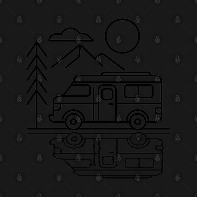 Camp Rv Line Art Vintage by daily vintage
