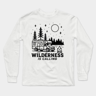 Wilderness is calling !! - Vintage Retro Outdoor Long Sleeve T-Shirt