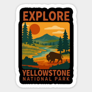 Explore Yellow Stone - Vintage Retro Adventure Sticker