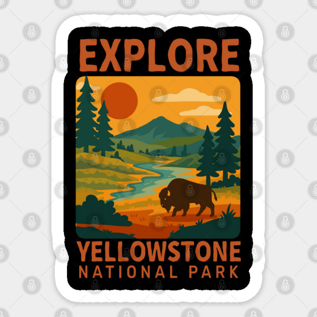 Explore Yellow Stone - Vintage Retro Adventure Sticker by daily vintage