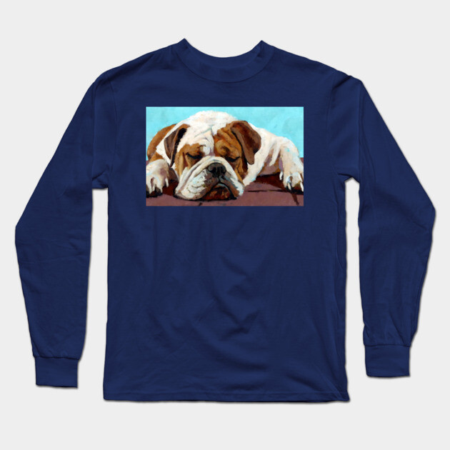 Sleeping Bulldog – Cozy Dog Art Long Sleeve T-Shirt by DonWillisJrArt