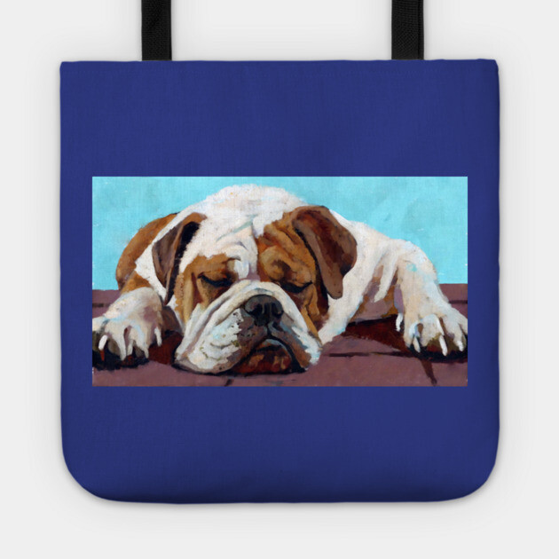 Sleeping Bulldog – Cozy Dog Art Tote by DonWillisJrArt