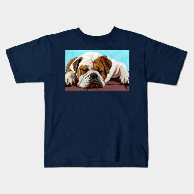 Sleeping Bulldog – Cozy Dog Art Kids T-Shirt by DonWillisJrArt