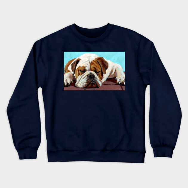 Sleeping Bulldog – Cozy Dog Art Crewneck Sweatshirt by DonWillisJrArt