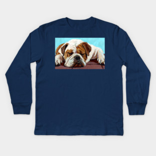 Sleeping Bulldog – Cozy Dog Art Kids Long Sleeve T-Shirt