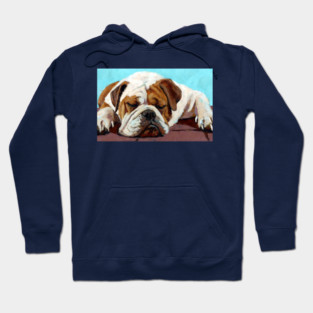 Sleeping Bulldog – Cozy Dog Art Hoodie