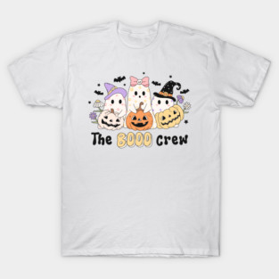 The Booo Crew Groovy Halloween Ghosts And Pumpkins T-Shirt