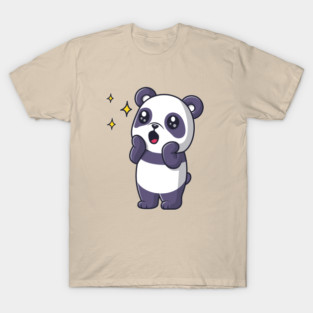 Cute Baby Panda Surprised Cartoon T-Shirt