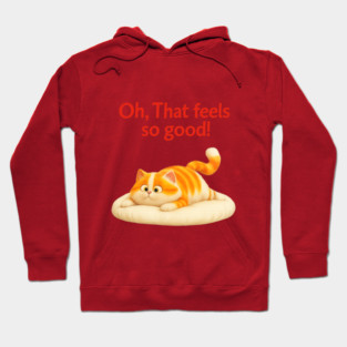 Oh, That Feels So Good – Relaxed Orange Cat Illustration Hoodie