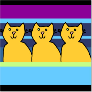Three Cute Cats on Stripes Posters and Art