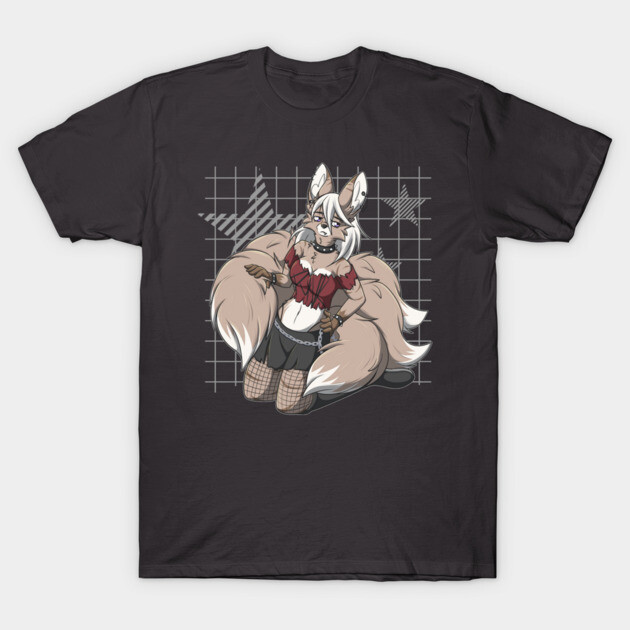 Punk Rock Kitsune Fox Girl T-Shirt by Fennek