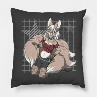 Punk Rock Kitsune Fox Girl Pillow