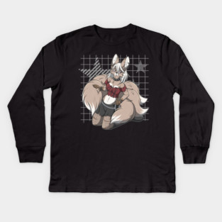 Punk Rock Kitsune Fox Girl Kids Long Sleeve T-Shirt