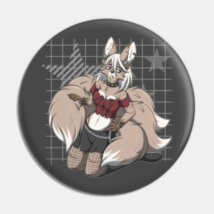Punk Rock Kitsune Fox Girl Pin
