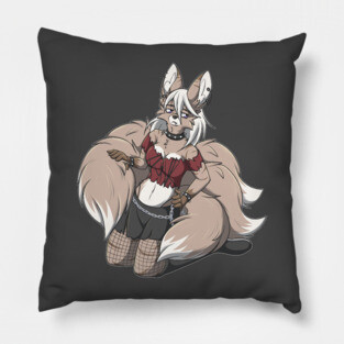 Punk Rock Kitsune Fox Girl T-Shirt Pillow