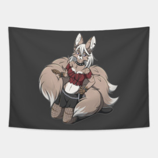 Punk Rock Kitsune Fox Girl T-Shirt Tapestry