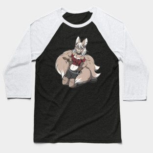Punk Rock Kitsune Fox Girl T-Shirt Baseball T-Shirt