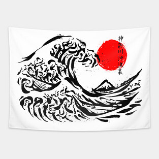 The Great Wave off Kanagawa Ink Tapestry