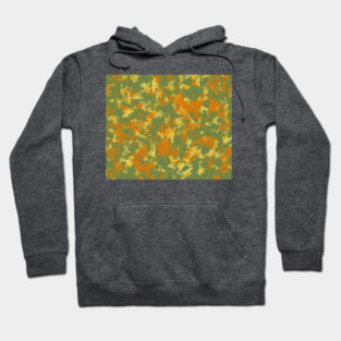 Orange autumn maple leaves create a seamless floral pattern on a yellow background, perfect for a fall nature-inspired design wallpaper Hoodie