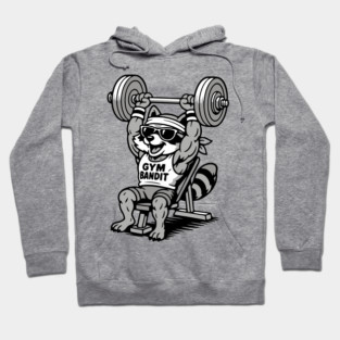 Gym Bandit Raccoon Lifting Weights – Funny Fitness Animal Workout Hoodie