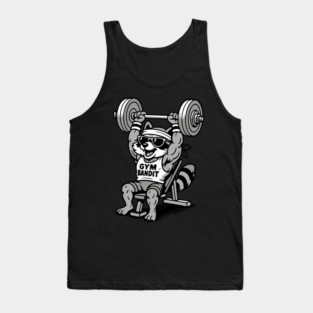 Gym Bandit Raccoon Lifting Weights – Funny Fitness Animal Workout Tank Top