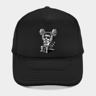 Gym Bandit Raccoon Lifting Weights – Funny Fitness Animal Workout Hat