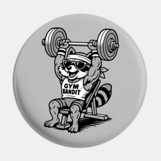 Gym Bandit Raccoon Lifting Weights – Funny Fitness Animal Workout Pin