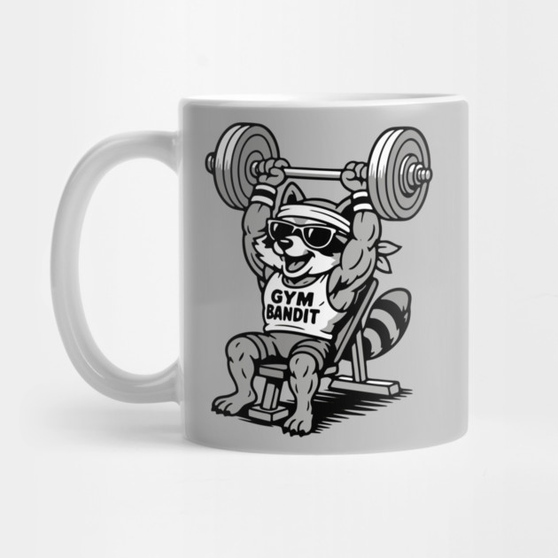 Gym Bandit Raccoon Lifting Weights – Funny Fitness Animal Workout by DonWillisJrArt