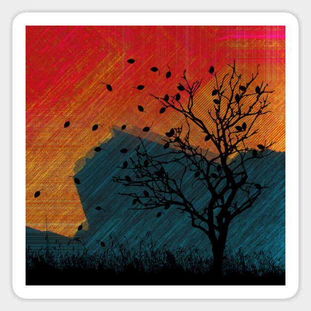 Crimson Dusk Sticker by casualteesinc