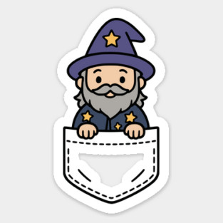Funny Wizard Pocket Pal Cute Wizard Magic Sorcerer Sticker