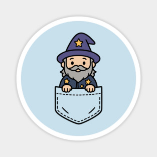 Funny Wizard Pocket Pal Cute Wizard Magic Sorcerer Magnet