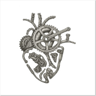 Mountain Biking Heartbeat Bike Posters and Art