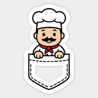 Funny Chef Pocket Pal Cute Chef Culinary Cooking Sticker