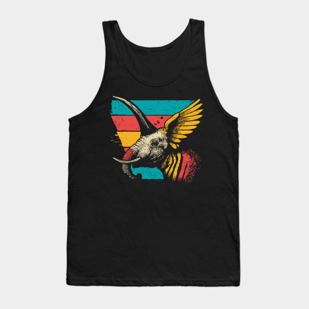 Flying Elephant Bird Hybrid - Retro Cryptid Pop Art Design Tank Top by TuncGK
