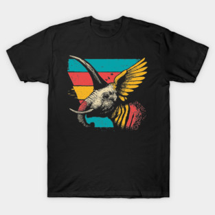 Flying Elephant Bird Hybrid - Retro Cryptid Pop Art Design T-Shirt