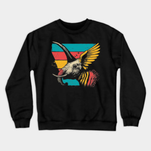 Flying Elephant Bird Hybrid - Retro Cryptid Pop Art Design Crewneck Sweatshirt