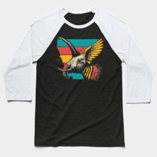Flying Elephant Bird Hybrid - Retro Cryptid Pop Art Design Baseball T-Shirt